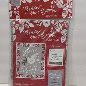 Peace on Earth Quilt Panel by Moda - Red and White Design